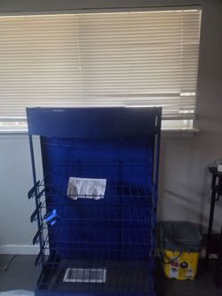 Blue metal shelf