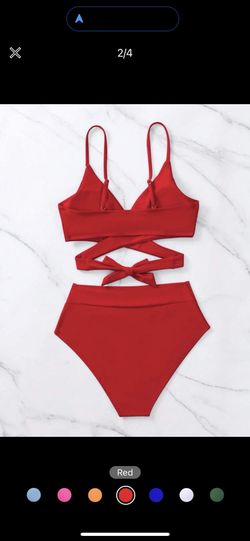 Shein Bikini Set Crisscross Tie Back Red Size Small 