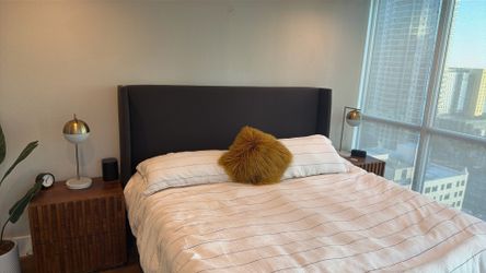 King size Black upholstered bed frame / headboard