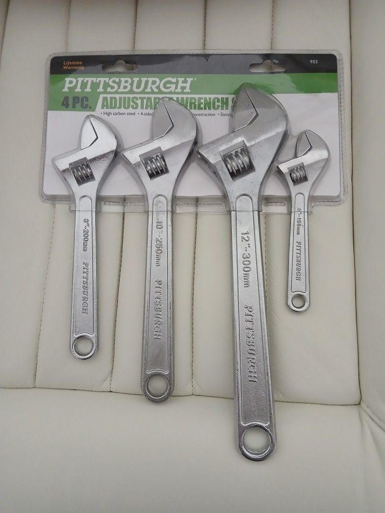 4 Piece Carbon Steel Adjustable Wrench Set