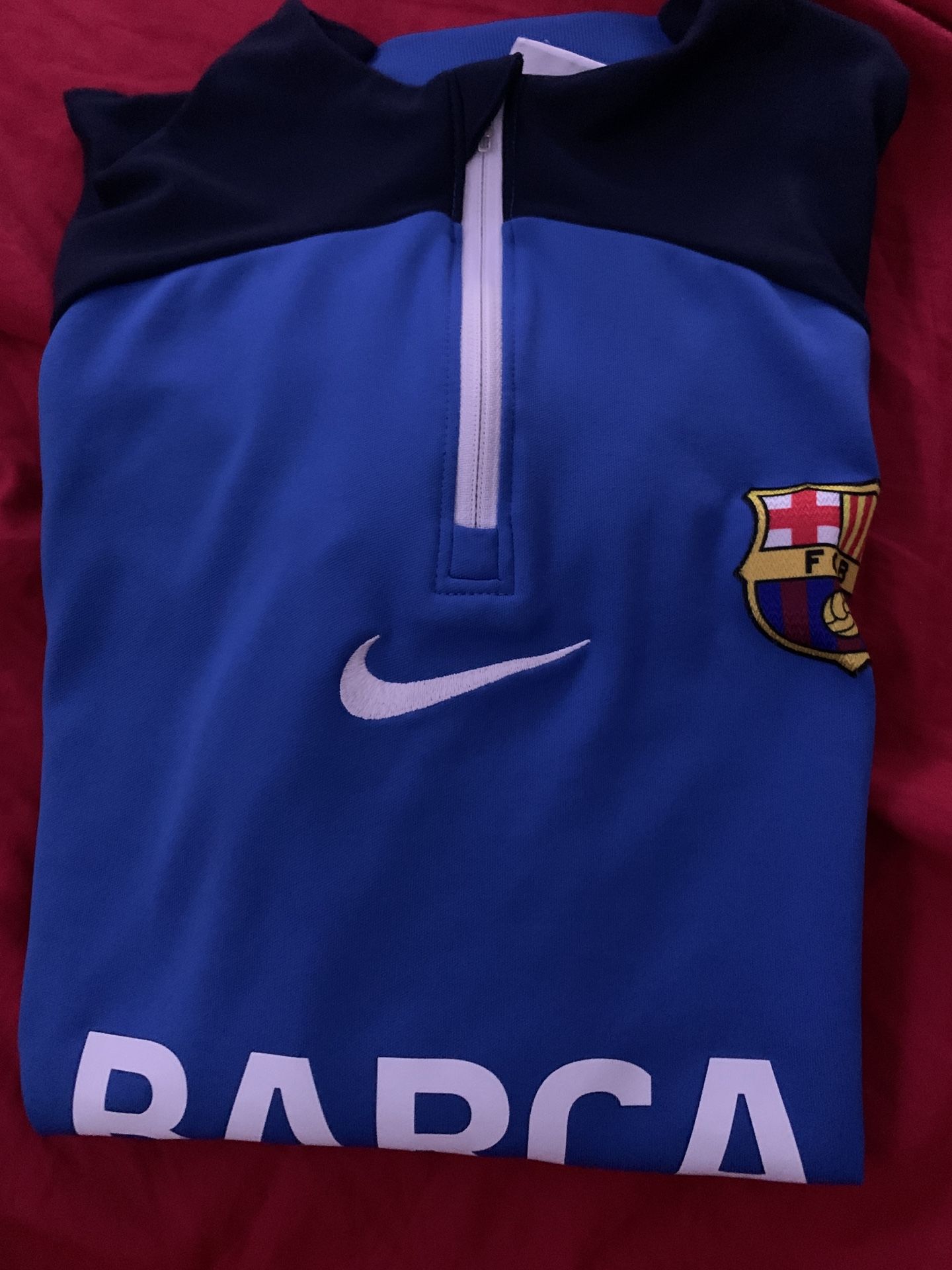 FC Barcelona Pullover Nike Large Blue Barca Academy Football Soccer Shirt