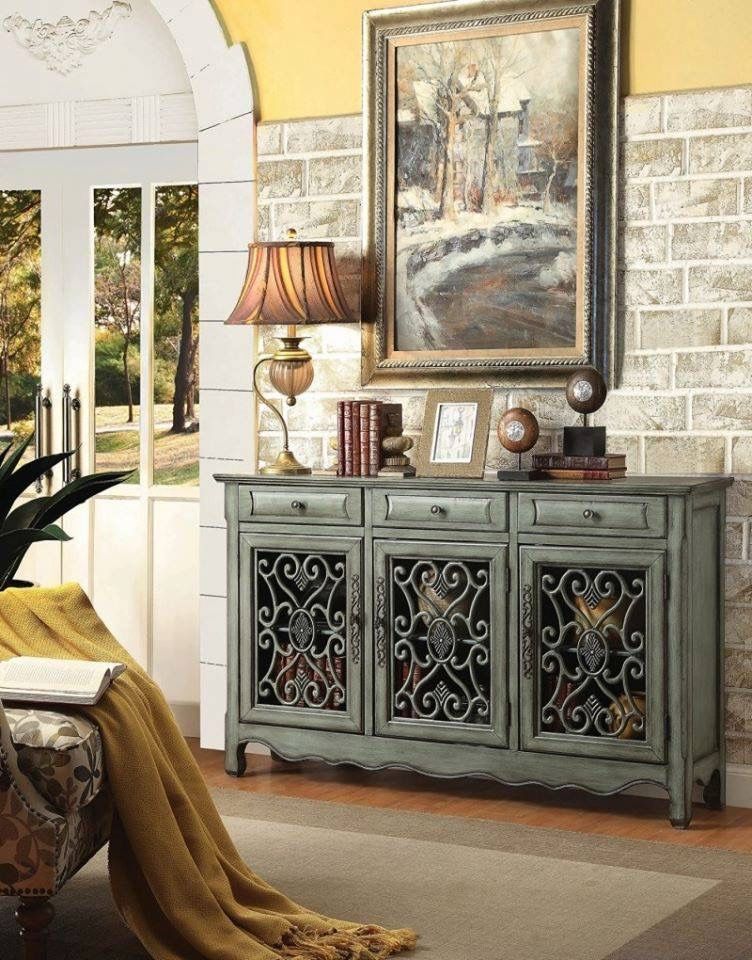 Brand New Antique Green Accent Cabinet