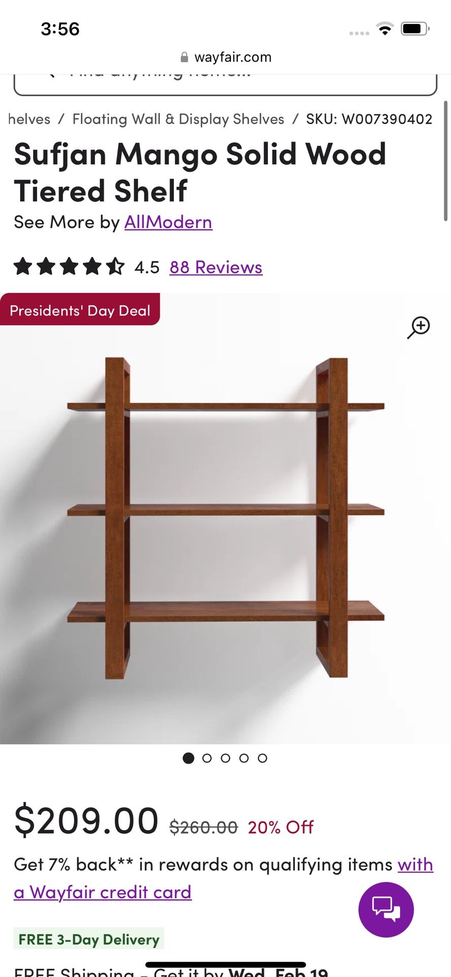 All modern Sufjan Mango Solid Wood Tiered Shelf
