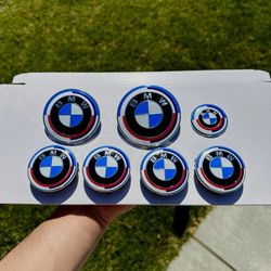 7PCS 50th Anniversary BMW Emblem Centre Caps Badges Set 82mm 74mm 56mm 45mm