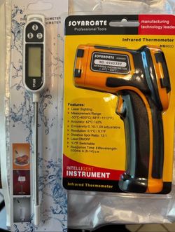 SOVARCATE Infrared Thermometer Non-Contact Digital Laser Temp Gun -58℉～1112℉(-50) and MEAT THERMOMET