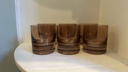 6 like new Estelle bar glassware amber  smoke