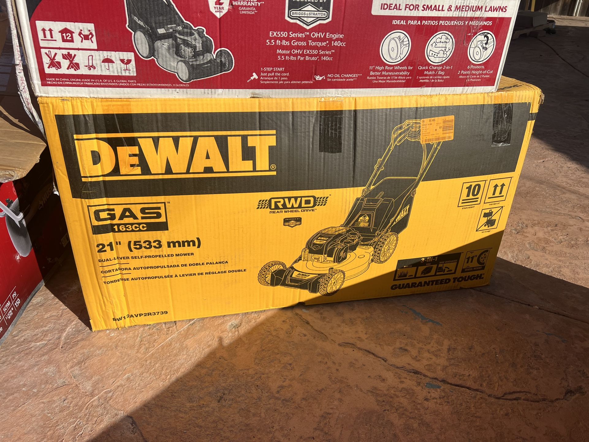 DEWALT 21 in. 163cc Briggs and Stratton 725Exi Engine Rear Wheel Drive 3-in-1 Gas Self Propelled Walk Behind Lawn Mower