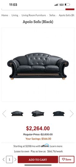 Black Leather Versace Sofa