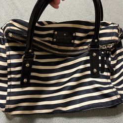 Kate Spade ♠️ Black And Beige Striped Purse Bag