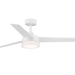 Brand New In The Box- DESIGNERS FOUNTAIN Cassini 52 in. LED Indoor/Covered Outdoor Matte White Standard Mount RGB Smart Ceiling Fan with Light Kit and
