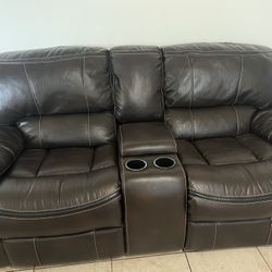 Brown Leather Sofa 