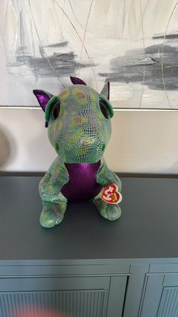 Ty beanie boos dinosaur green and purple