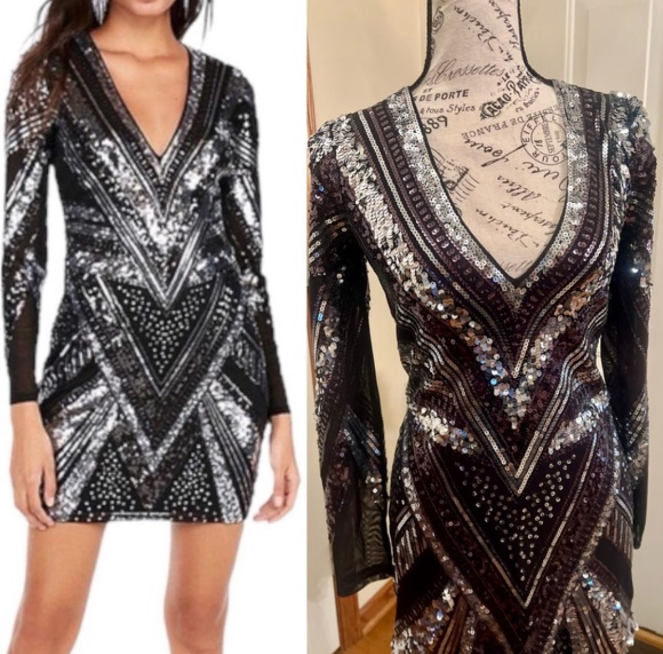 Express Women's Sequin Stretch Bodycon Cocktail Art Deco Sparkly Party Dress Medium