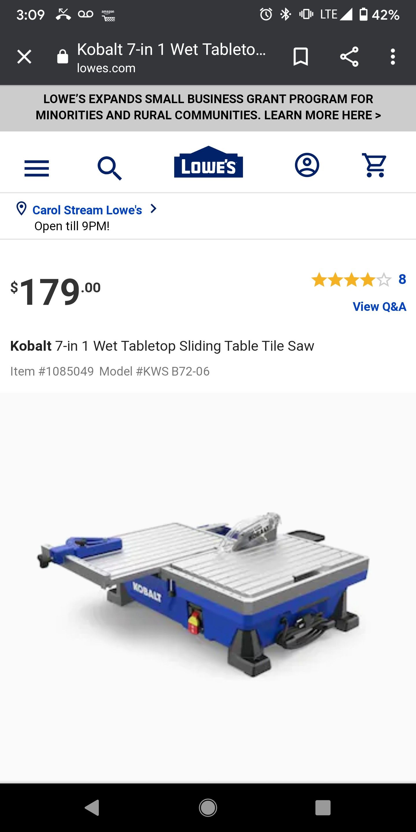 Kobalt Tile Saw