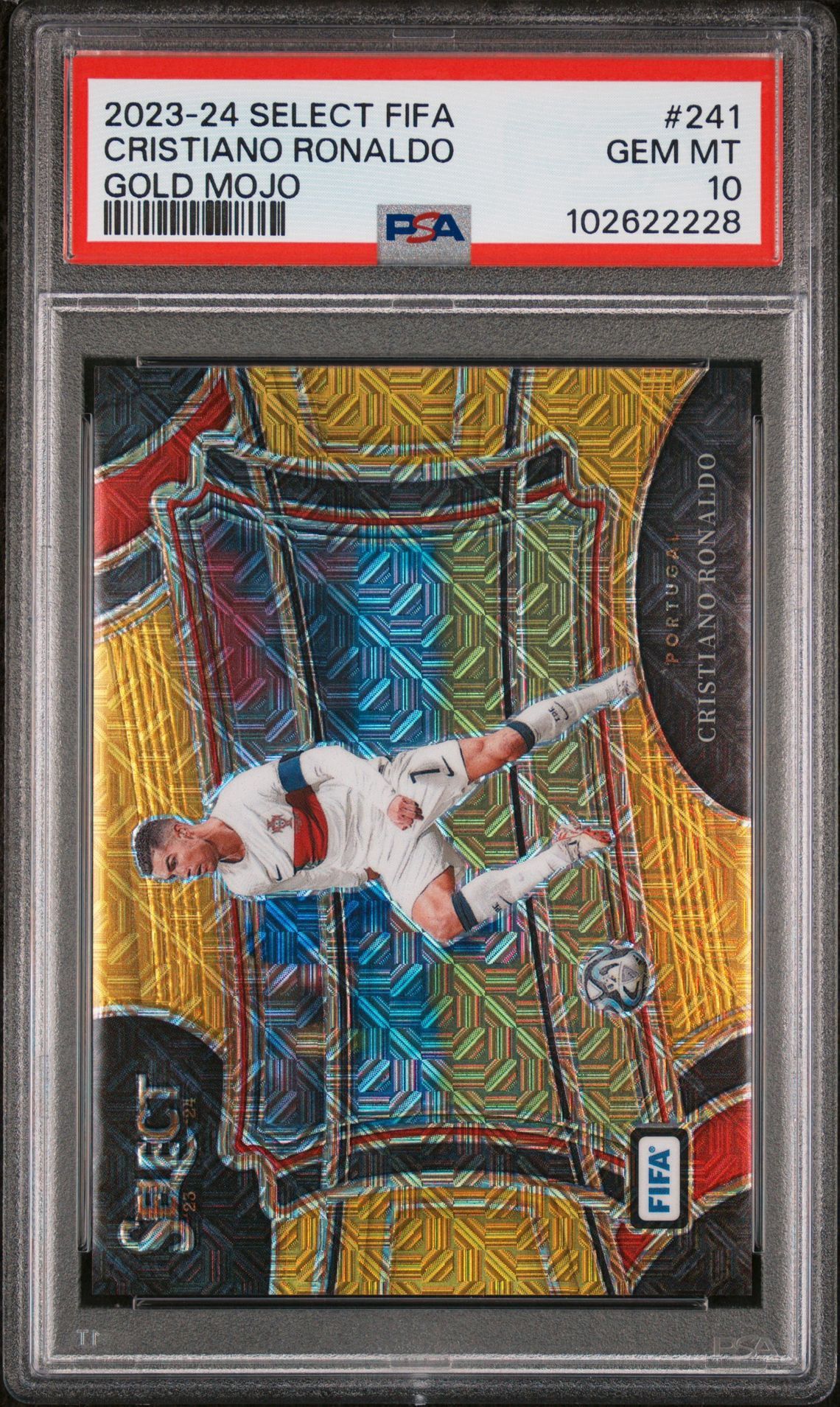 2023 Select FIFA Cristiano Ronaldo Gold Mojo #241 Field Level PSA 10 Portugal