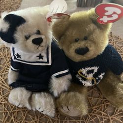 Pair of Ty Bears in Sailor Motif 