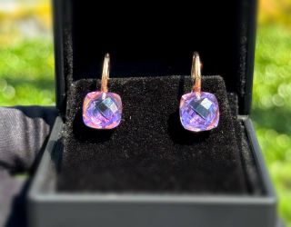 14k yellow gold purpurite stones 8CTW hoop earrings