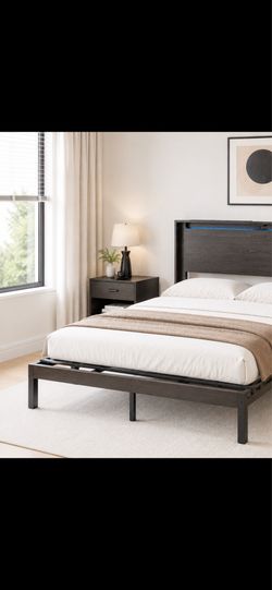 🛏️ Brand New Full Size LED Bed Frame – Black
