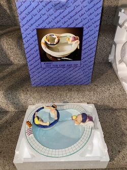 Rare 1995 LOTUS Swimming Pool Hot Tub Party Chip & Dip Bowl Set Ceramic. Near mint in box. $100 Fremont pick up.