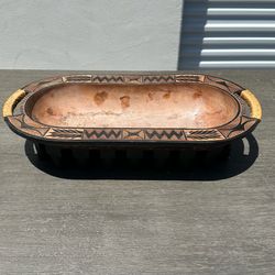 Hand Carved Solid Wood Samoan Tribal Bowl