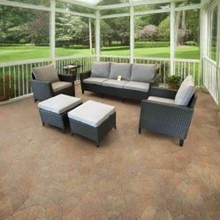 Patio Outdoor Set (Sofa 2 Armchairs And 2 Ottomans)
