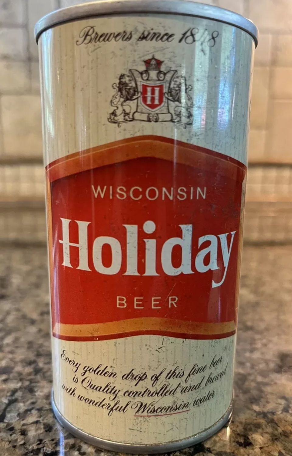 Wisconsin Holiday Straight Steel Pull Top Empty Beer Can Huber Brewing Wisconsin