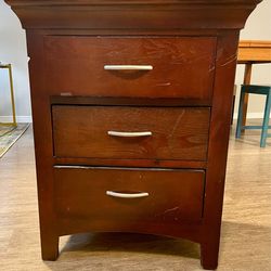 3-drawer nightstand, dark cherry finish