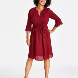 NWT! Style & Co Solid color Maroon XL Pintuck Dress