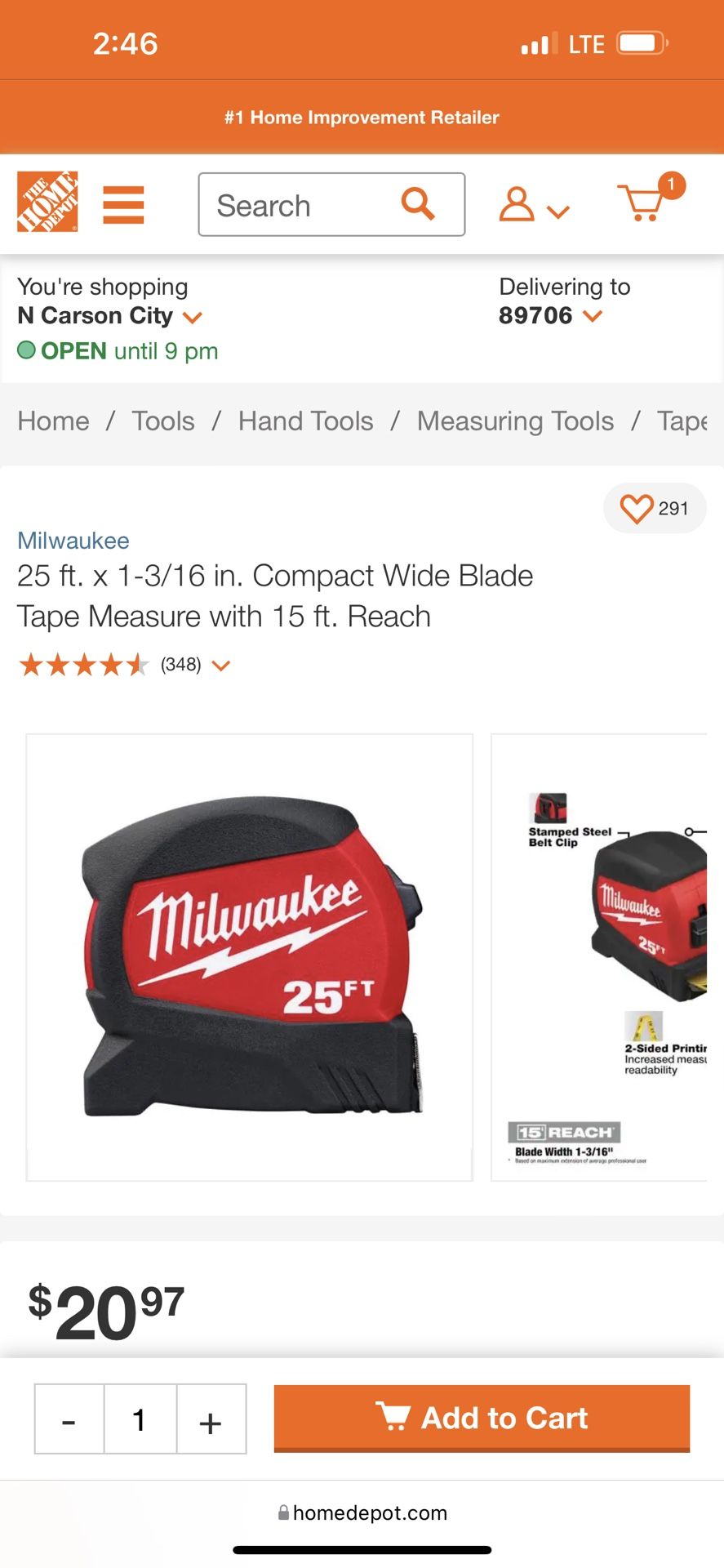 Milwaukee Tape 25’