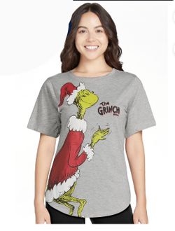 The Grinch T-Shirt Heather Gray Juniors Women’s XS,Medium,XL,XXL 2XL Grinch Who Stole Christmas Getting Fresh ;p