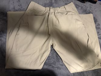 Tan cargo jeans with adjustable waist
