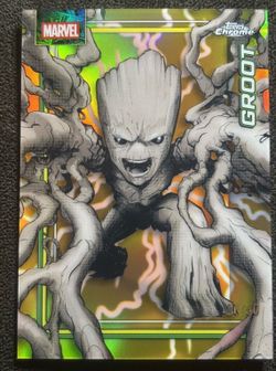 2026 Topps Chrome Marvel 046 Groot Gold Storm Refractor SP /50