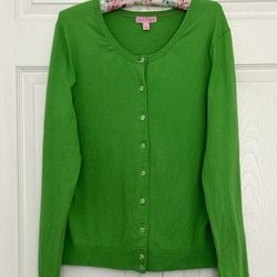 Lilly Pulitzer Melody Green Cardigan Sweater With Crystal Buttons