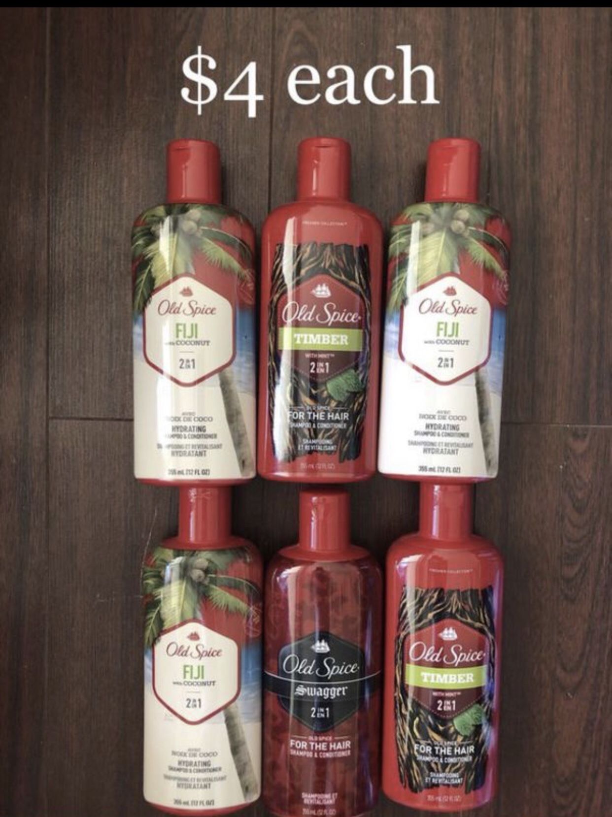 Old Spice 2 in 1 Shampoo & Conditioner $4 each