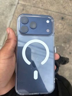 Apple iPhone 17 Blue with Clear MagSafe Case