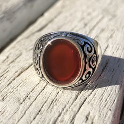 Silver 925 Ring Natural Agate Stone