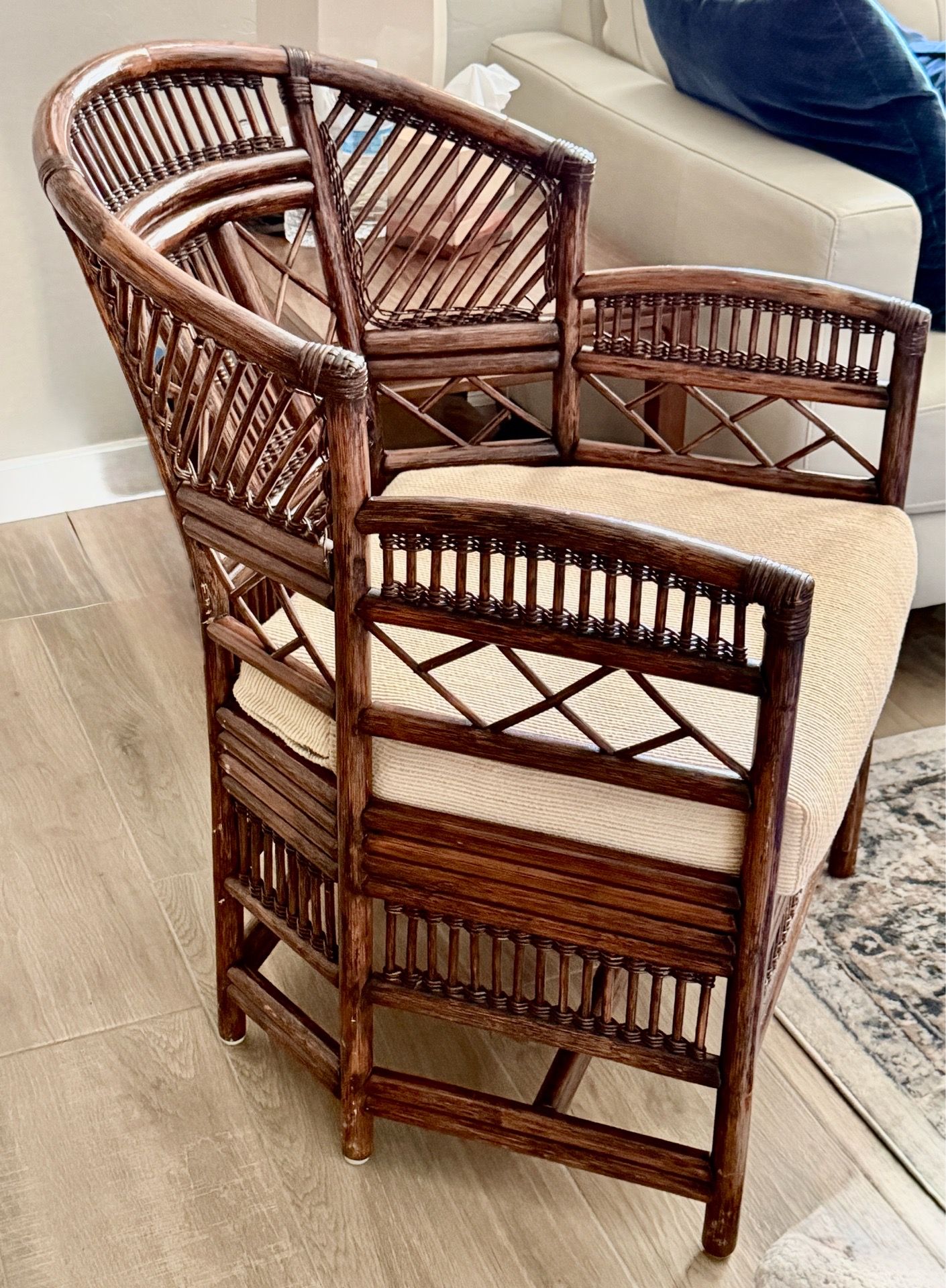 Vintage 1960s Bamboo Brighton Pavilion Style Arm Accent Chair Mid-Century Modern