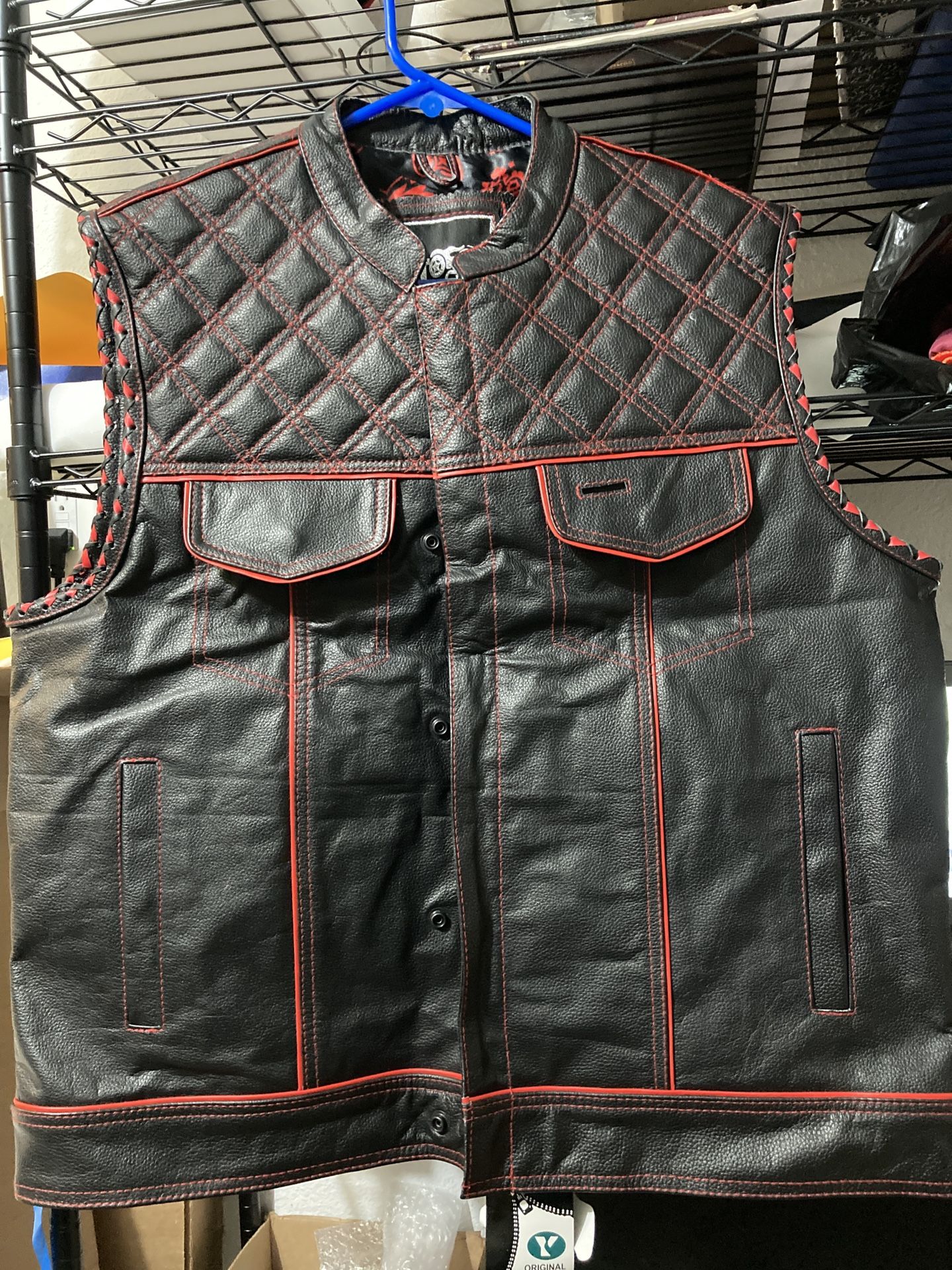 Brand New Red And Black Motorcycle Vest 