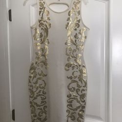 Beige with gold dress size medium for special occasion.