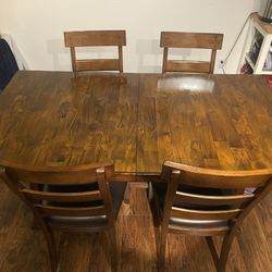 Extendable Table With 4 Chairs - Mange Wood