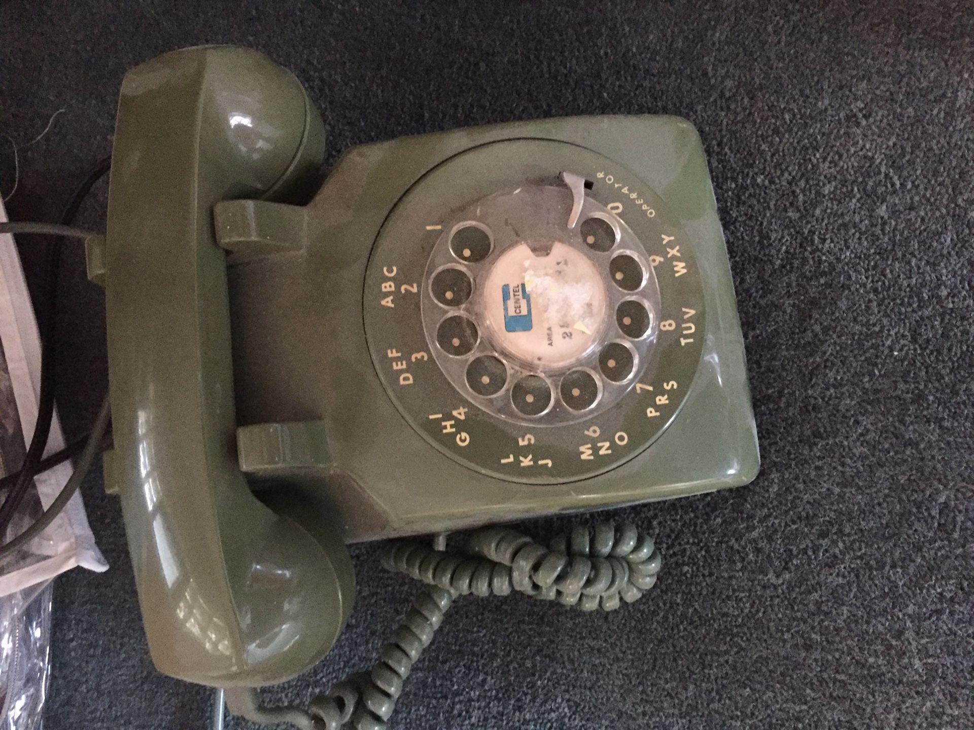 Vintage rotary phone green