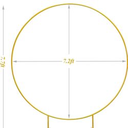 7.2ft Gold Metal Round Balloon Arch kit, Backdrop Circle Stand Arch Frame for Wedding Birthday Party Decoration, Graduation Decorations and Baby Showe
