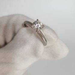 Classic Elegant Setting 14k White Gold 0.65 CT  Natural Diamond Solitaire Ring