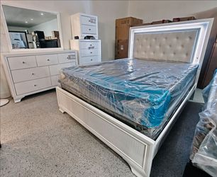 White bedroom set with LED Lights