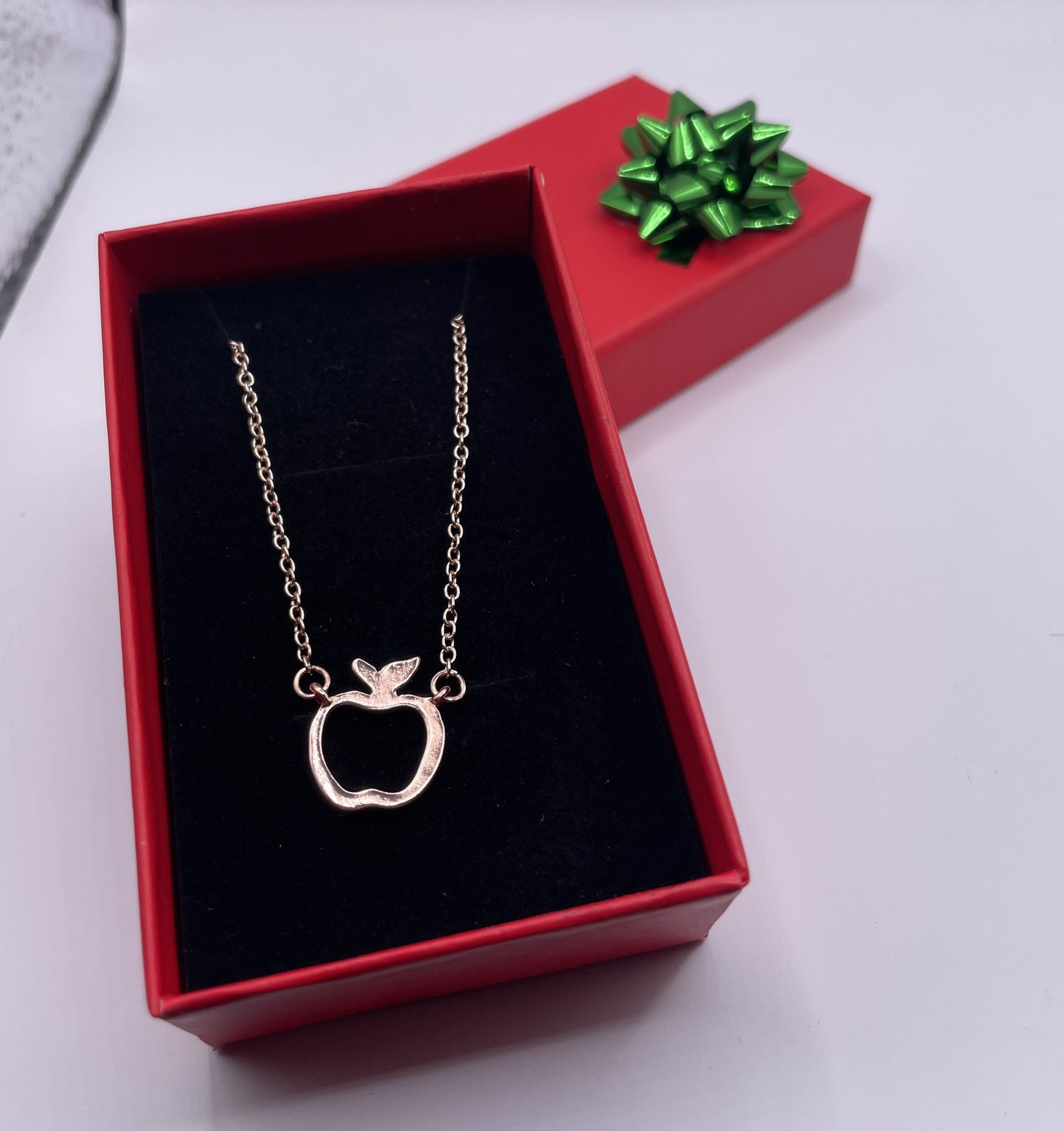 Brand New Rose Gold Color Apple Teacher Necklace In Gift Box