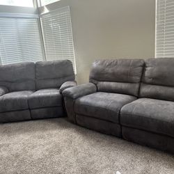 Gray reclining sofas