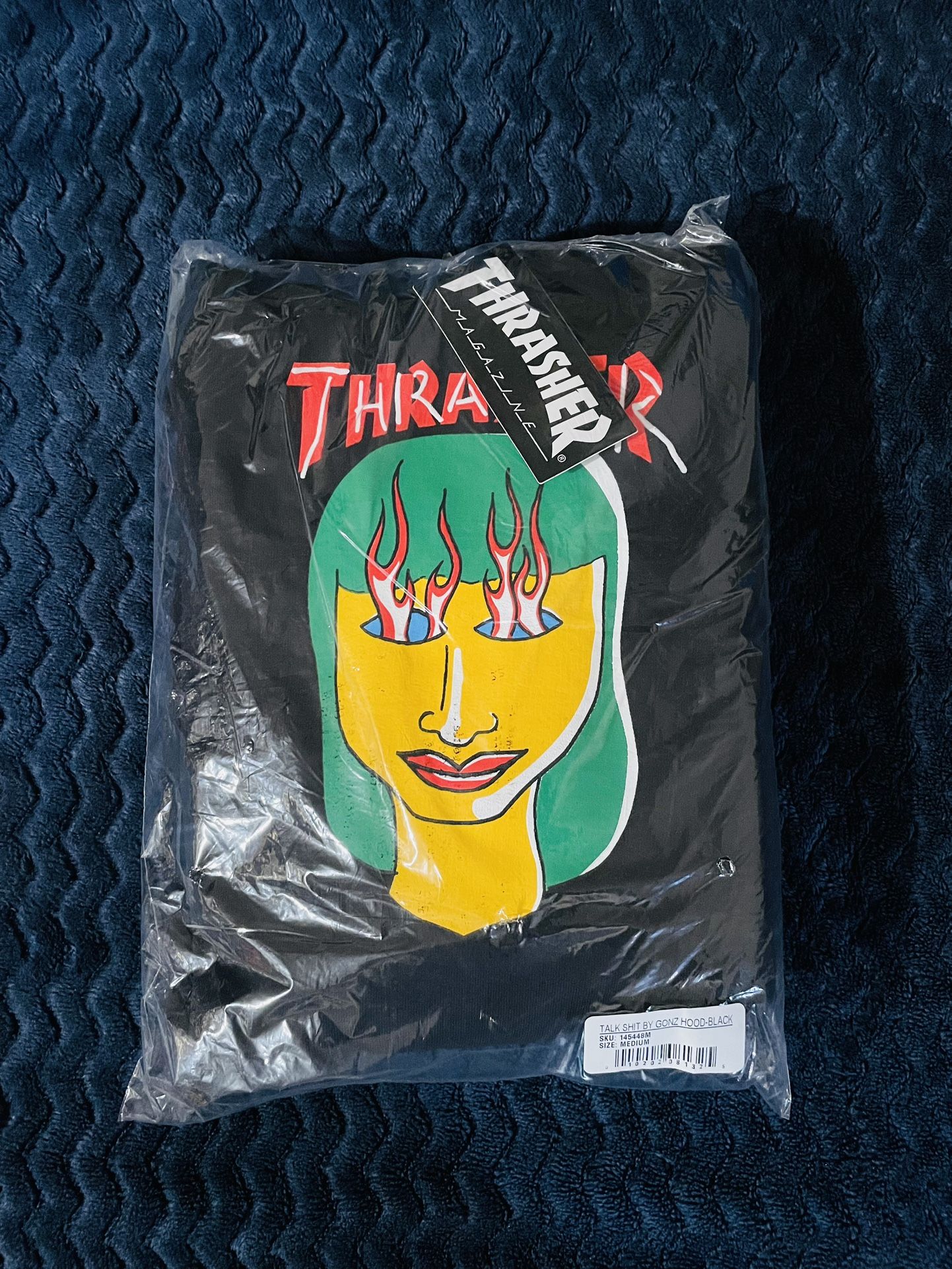 Thrasher Skateboard Magazine Hooded Hoody Talk Shhh By Gonz Black Medium
