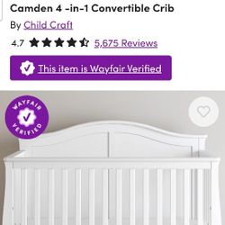 Camden 4 In 1 Crib, Toddler Conversion