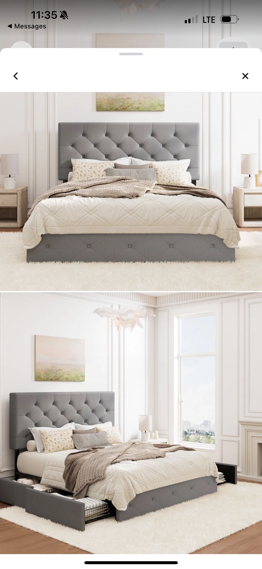 Upholstery Bed Frame With Drawers 