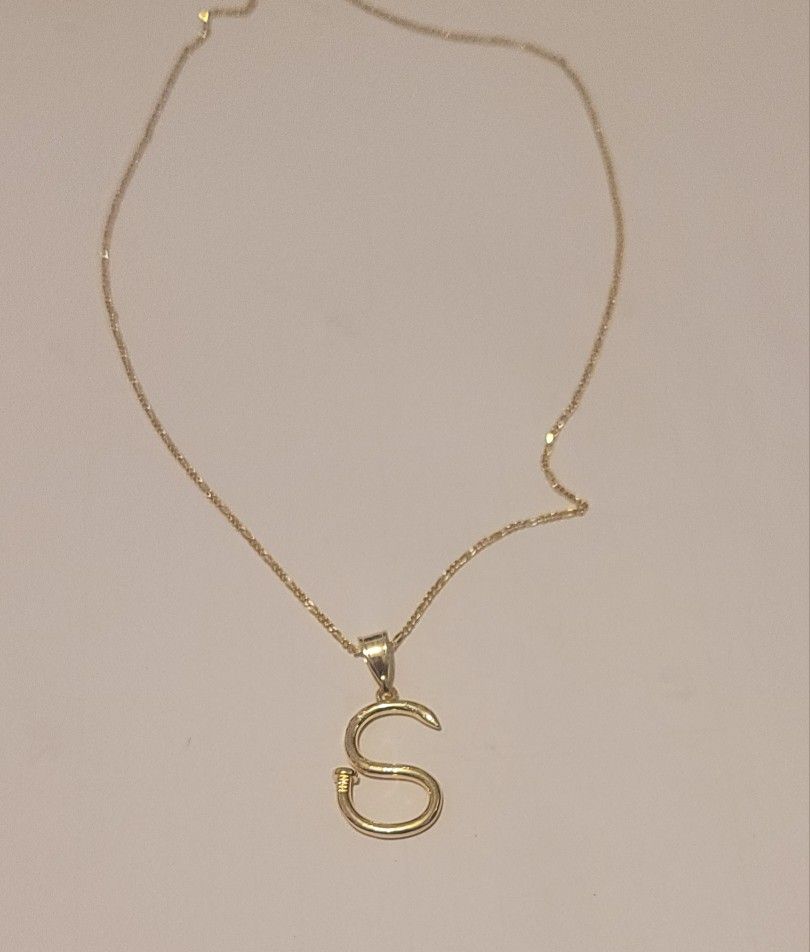 Gold Necklace with S pendent